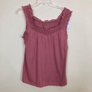 Loft Outlet Tank Top Womens Small Dusty Rose Pink Eyelet New with Tags Summer